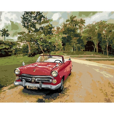 Zuty Malování Podle Čísel Červené Auto Na Cestě 80 x 100 cm Plátno Rám