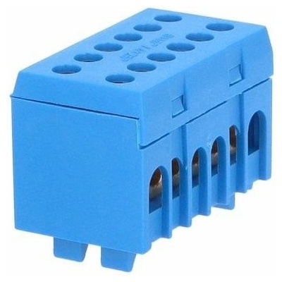 Pollmann Elektrotechnik 1001112 Můstek N 8+4 (svork.8x16mm2, 4x25mm2) krytý dvouřadý, IP20, modrý, 130A, na DIN,