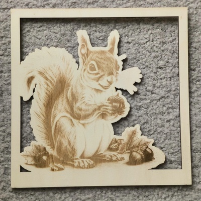 Dřevěný obraz - veverka Velikost: Mini obraz 8x8cm