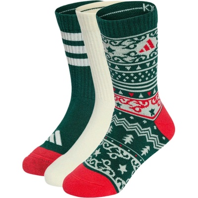 adidas Little Kids X-Mas 3 Pair Pack Socks Collegiate Green/Ivory