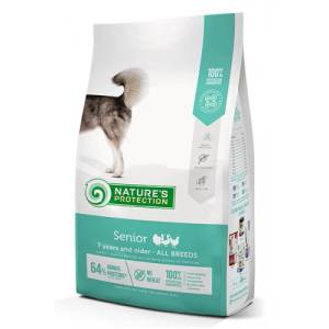 AKVATERA Nature's Protection DOG - Senior, висококачествена храна за възрастни кучета над 7 години, от всички породи, с пилешко месо, Литва - 12 кг