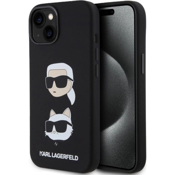 KARL LAGERFELD Калъф Karl Lagerfeld - Liquid Silicone Saffiano Choupette Head, iPhone 15, черен (3666339164799)