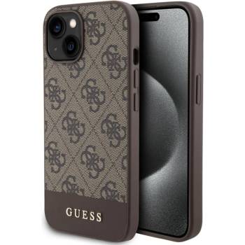 GUESS Калъф GUESS, 4G Stripe за iPhone 15, GUHMP15SG4GLBR, Кафяв (GUHMP15SG4GLBR)