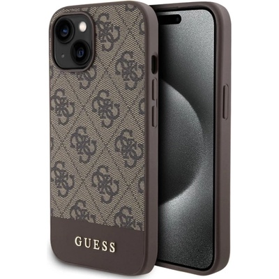 GUESS Калъф GUESS, 4G Stripe за iPhone 15, GUHMP15SG4GLBR, Кафяв (GUHMP15SG4GLBR)