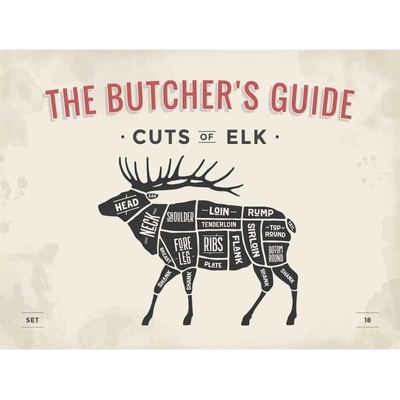Ceduľa The Butchers Guide - Cuts of Elk