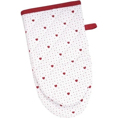 SCANquilt chňapka DEKORO srdíčka+puntík bíločervená 15 x 30 cm