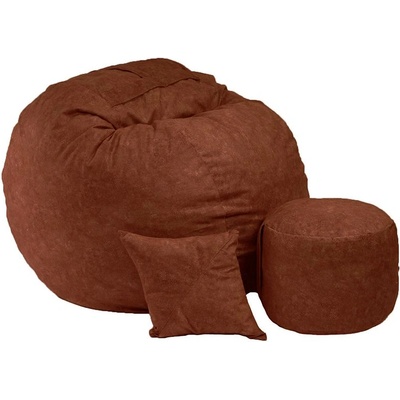 PUFRELAX Комплект Барбарон с табуретка за крака и декоративна възглавница 700л. King Size, Terra, Перящ се калъф, Трансформира се в легло, Пълнеж с микс от мемори пяна и дунапрен, Гама Premium, 8928 (PUF-M-KOP-PT-TER)