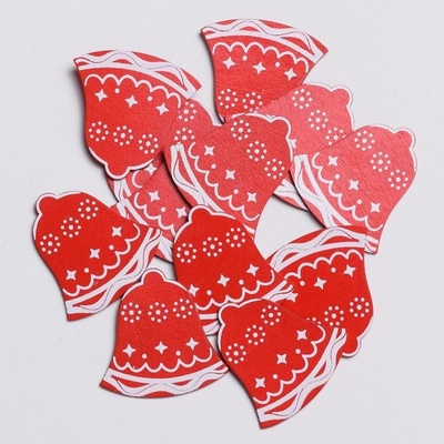 Záves zvonček červený drevo s 12 3,8x3,8cm 8001220 Dekorácia