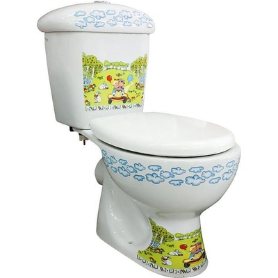 Deplan Моноблок за деца със задно оттичане, бял порцелан с картинки (00726)