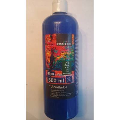 CRELANDO AKRYLOVÁ FARBA NA MAĽOVANIE MODRÁ, PRIPRAVENÁ NA POUŽITIE 500ML