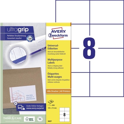 Avery-Zweckform 3427 105 x 74 mm papier biela 800 ks trvalé univerzálne etikety atrament, laser, kópie; 3427