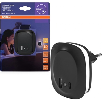 OSRAM - LED нощна лампа за контакт със сензор и USB LUNETTA LED/12, 5W/230V (P225960)