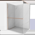 Mexen Kioto+ душ стена с рафт, Walk-in 120 x 200 см, прозрачна, матирана мед - 800-120-121-65-00 (800-120-121-65-00)