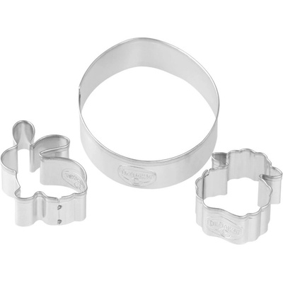 Dr. Oetker Комплект 3 бр формички за линцер Dr. Oetker 1878, Яйце, Зайче, Агънце, Неръждаема стомана, Сребрист (1878)