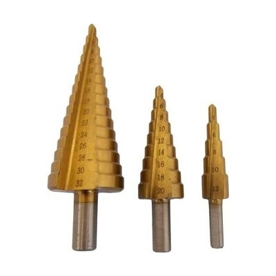 Stupňovité vrtáky 4-12 mm, 4-20 mm, 4-32 mm, sada 3 kusů