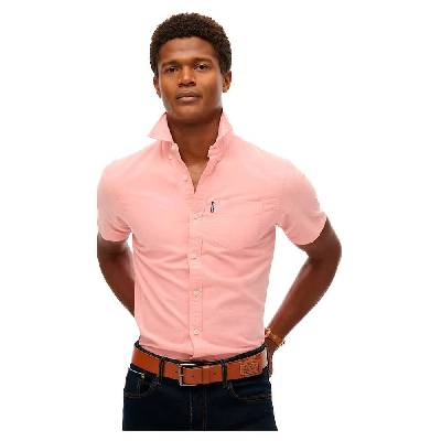 Риза с къс ръкав Superdry Oxford short sleeve shirt - Pink (Rose Pink Chambray)