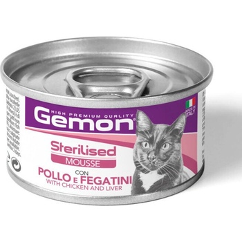 Gemon MOUSSE STERILISED CAT CICKEN AND LIVER 85gr - Мус за кастрирани котки с пиле и дроб