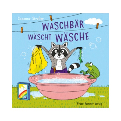 Waschbär wäscht Wäsche