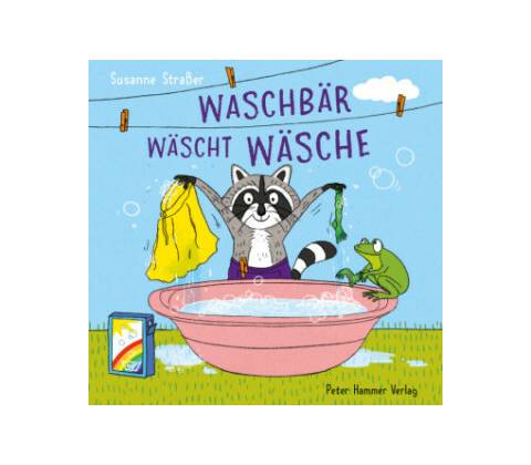 Waschbär wäscht Wäsche