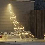 vidaXL LED коледна елха с колчета за земя Топло бяло 306 см Метал (42018741)