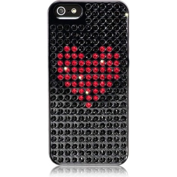 Bling My Thing Heart Extravaganza - кейс с кристали Сваровски за iPhone 5, iPhone 5S, iPhone SE (черен)