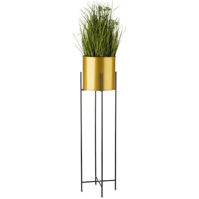 HowHomely KOVOVÝ květináč se stojanem GLAMOUR 95X24 CM ZLATÁ/ČERNÁ