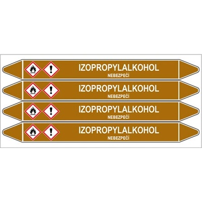 Značení potrubí, izopropylalkohol,4 ks, 250 × 26 mm PZ 007858