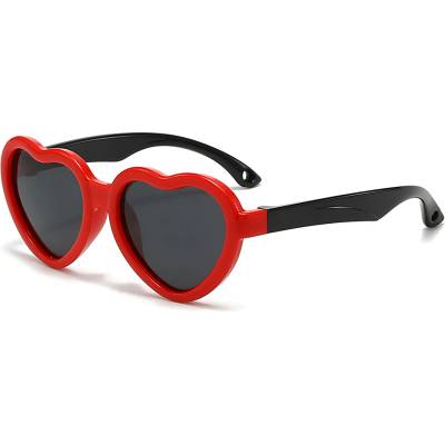Techsuit Детски слънчеви очила Techsuit Kids Polarized Sunglasses (23070) - сърцевидни, поляризирани - Черен / Червен