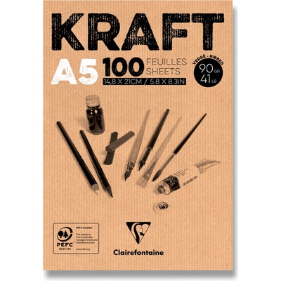 Clairefontaine Blok Brown Kraft A5 100 listů 90 g