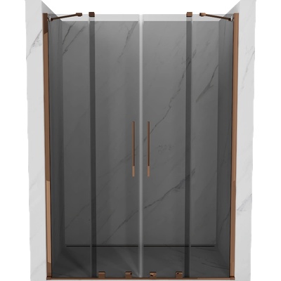 Mexen Velar Duo плъзгащи се душ врати 160 см, графит, розово злато - 871-160-000-42-60 (871-160-000-42-60)