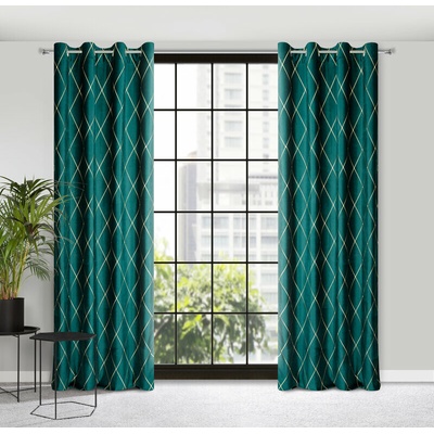 Takoy PIERRE CARDIN Záves MARGO z francúzskeho zamatu zdobený výšivkou do kosoštvorcov 140 x 250 cm-HF-389719 | 140 x 250 cm
