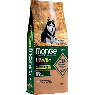 Monge Bwild Grain Free All Breeds Losos a hrášek 12 kg