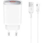 XO Зарядно устройство за електрическата мрежа XO CE19 USB гнездо 18W, бързо зарядно устройство PD + кабел Type-C, БЯЛ XO-CE19_C (XO-CE19_C)