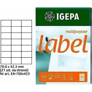 Igepa Group Mondi LABELS A4 IGEPA 70.0 X 42.3 MM WHITE (100)