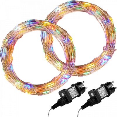 Goleto Vánoční LED řetěz 100 LED barevný 2 kusy