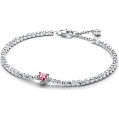 PANDORA tenisový náramek Růžové třpytivé srdce 18 590041C03-18