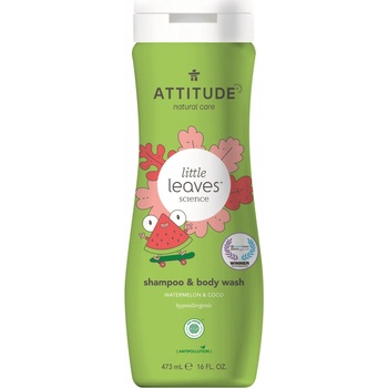 ATTITUDE Little leaves detské telové mydlo a šampón 2 v 1 s vôňou melónu a kokosu 473 ml