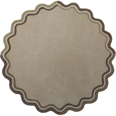 Flair Rugs Ръчно изработен вълнен кръгъл килим в естествен цвят ø 180 cm Leo Scallop - Flair Rugs (503119381121)