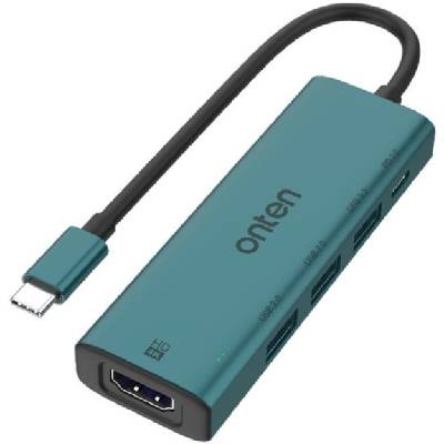UC123 5в1 хъб - HDMI / USB-C / 3x USB-A към USB-C - петролен (87200)
