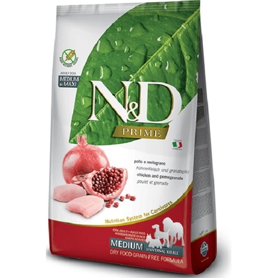 N&D Dog GF Prime Adult Medium & Maxi Chicken & Pomegranate 12 kg
