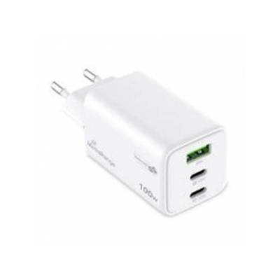 Charger 100W 3-Port 2x USB-C and 1x USB-A, white