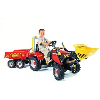 MEGA Traktor na šľapanie CASE s vlečkou a lyžicou FALK 225 cm