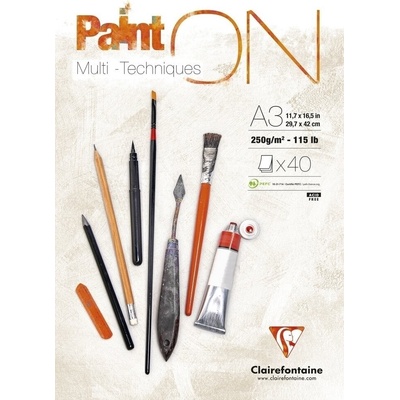 Clairefontaine Paint'On Glued Pad Скицник 40 A3 250 g (96536C)