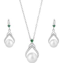 Grace Silver Jewellery souprava šperků se sladkovodní perlou Caroline SET2071-E000500B-N001191B Bílá