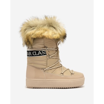 Resti Light brown slip-on boots a'la snow boots for women Gomllo krémové