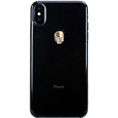 Bling My Thing Treasure Gold Skull Swarovski - поликарбонатов кейс с кристали Сваровски за iPhone XS Max (прозрачен)