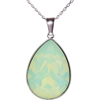 Swarovski Elements Pear rhodiovaný (přívěsek + řetízek) zelená slzička, kapka 54035.3 Chrysolite opal zelená