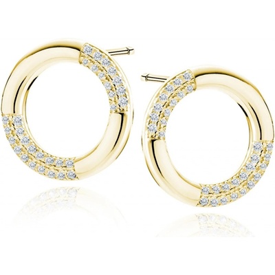 Lafira pozlacené stříbrné náušnice Half Circle Crystal Z1962EG