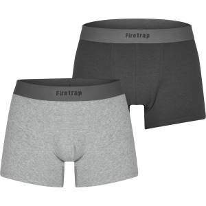 Firetrap Мъжки боксерки Firetrap 2 Pack Trunks Mens - Grey / GreyMarl