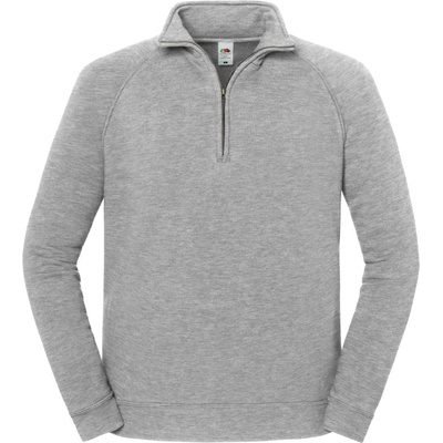 Fruit of the Loom ICONIC PREMIUM СУИТШЪР С ЦИП НА ЯКЛОТО / Плътен памучен суитшърт с 1/4 цип - светлосив меланж 4XL (162288a9914)